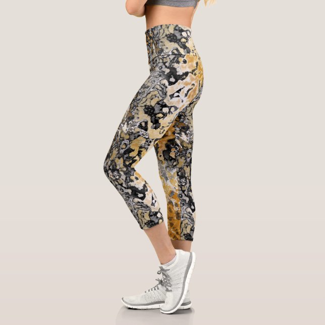 Leggings Capri Resumen gris y oro (Izquierda)