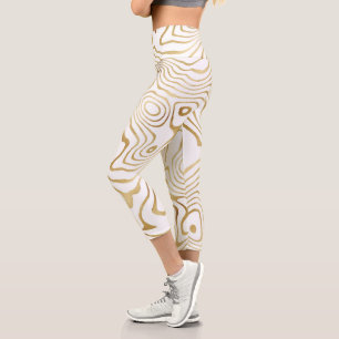 Leggings Capri Resumen moderno de mármol de oro blanco