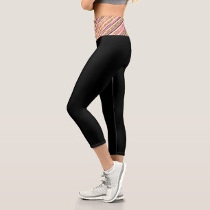Leggings Capri Resumen moderno Oro amarillo rosado negro