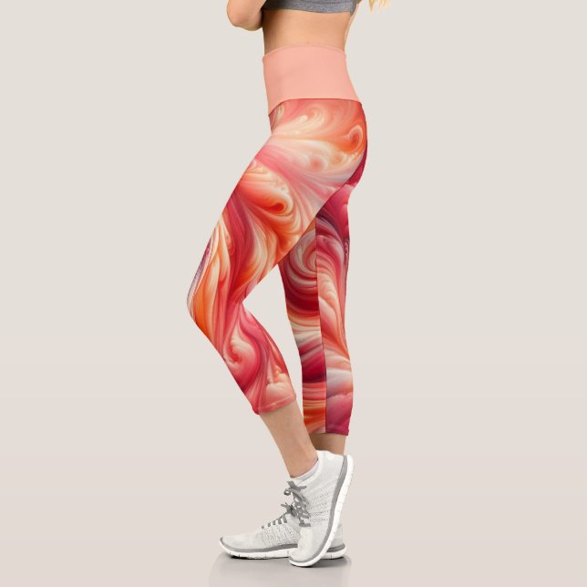 Leggings Capri Resumen moderno Swirling Pink and Salmon (Izquierda)