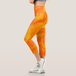 Leggings Capri Resumen Naranja Difusión Amarilla Piernas Capri