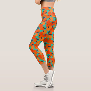 Leggings Capri Resumen Naranja Patrón de fruta