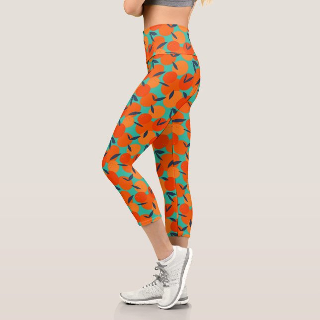 Leggings Capri Resumen Naranja Patrón de fruta (Izquierda)