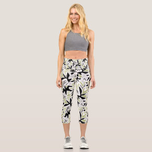 Leggings Capri Resumen, negro y verde, joven, moderno, creativo