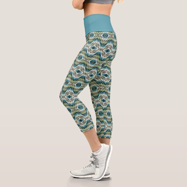 Leggings Capri Resumen Patrón de arte de los indios nativos ameri (Izquierda)