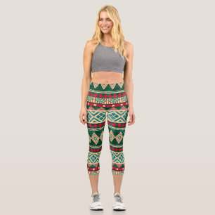 Leggings Capri Resumen Patrón de estilo geométrico africano