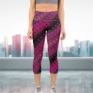 Leggings Capri Resumen Patrón rosa caliente Capris de alto desgas
