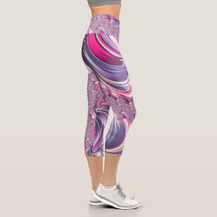 Leggings Capri Resumen Pink Purple Spiral Fractal