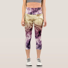 Leggings Capri Resumen Polvo humedecido morado