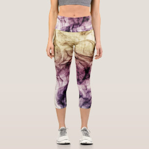 Leggings Capri Resumen Polvo humedecido morado