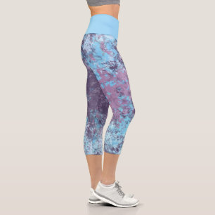 Leggings Capri Resumen rosa azul y púrpura