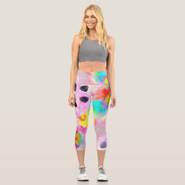 Leggings Capri Resumen rosa y Aqua