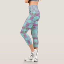 Leggings Capri Resumen turquesa HCL personalizado en color pastel