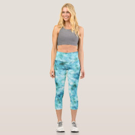 Leggings Capri Resumen verde azul de Aqua