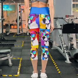 Leggings Capri Resumen vibrante Jack Russell Dog Pop Art