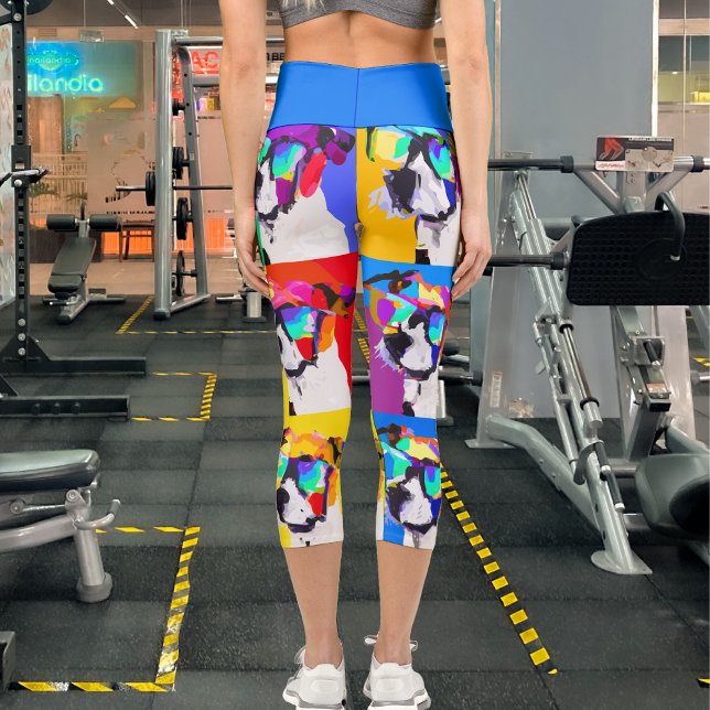 Leggings Capri Resumen vibrante Jack Russell Dog Pop Art (Subido por el creador)