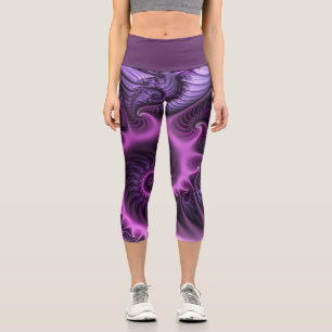 Leggings Capri Resumen Vivid Guay Pink Purple Fractal Art Spiral