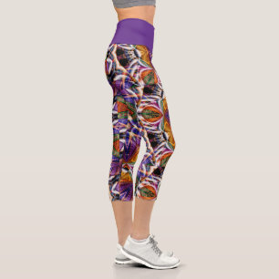 Leggings Capri Retro Boho Bohemie Hippie Trippy Rosette Mandala