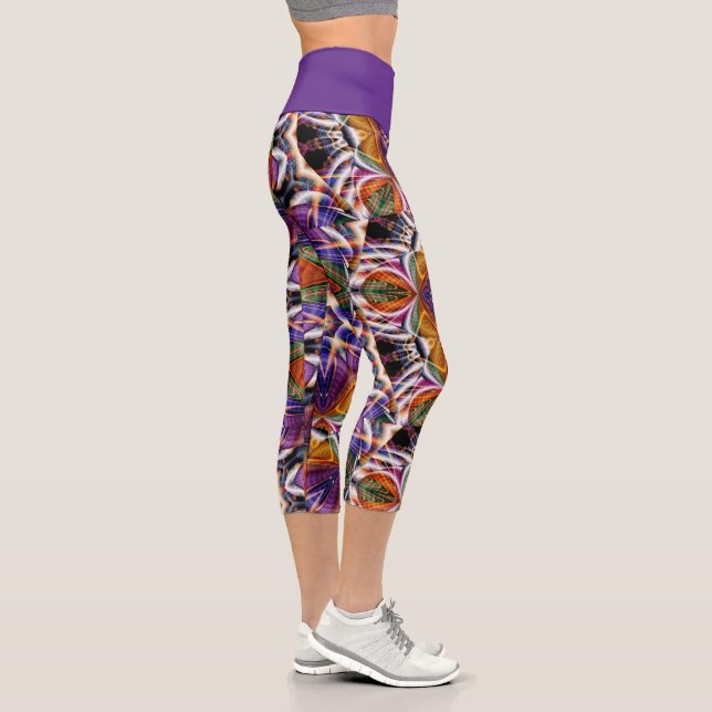 Leggings Capri Retro Boho Bohemie Hippie Trippy Rosette Mandala (Derecha)