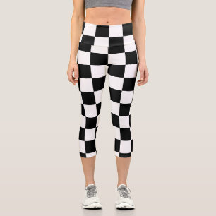 Leggings Capri Retro geométrico negro y blanco