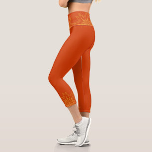 Leggings Capri Retro Mandala Papaya Alto Deseado Capris