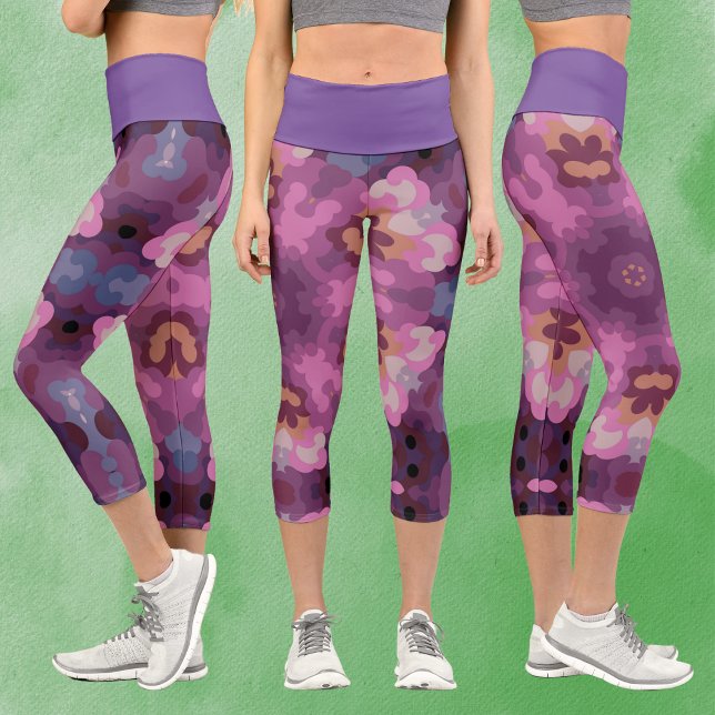 Leggings Capri Retro Mandala Púrpura Rosa y Naranja (Subido por el creador)