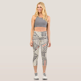 Leggings Capri Retro Patchwork: Resumen de diseño geométrico