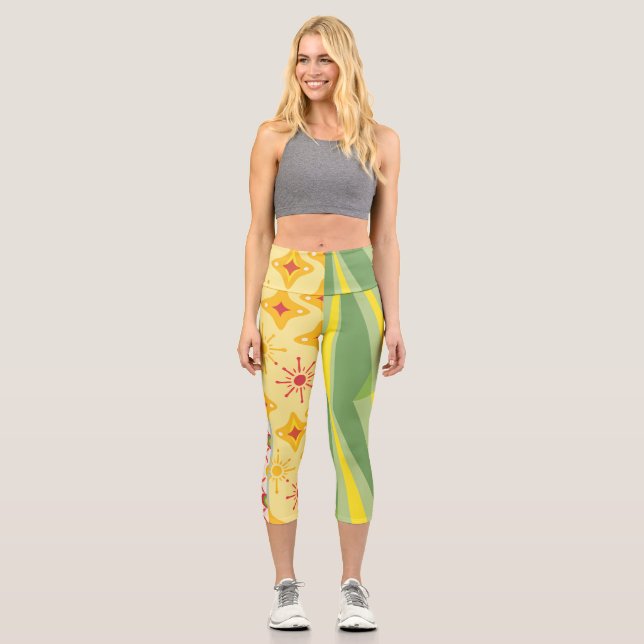 Leggings Capri Retro Sunshine Patterns – Bold Colorful  (Anverso)