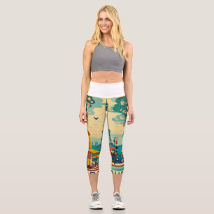 Leggings Capri Retro Wanderlust Tee Collection - Viajes de época 