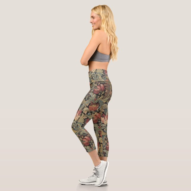 Leggings Capri Rich Floral Tapestry Brocade Antiguo Clásico (Izquierda)