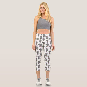 Leggings Capri Rinocerontes divertidos y lindos en monociclo