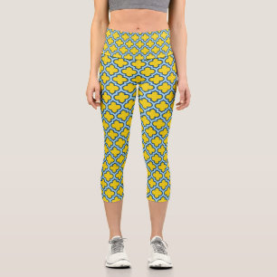 Leggings Capri Rojo azul amarillo y bebé, Entramado, Quatrefoil