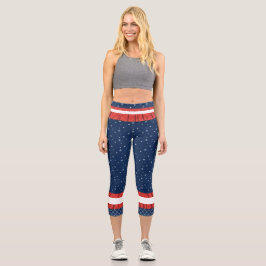 Leggings Capri Rojo Azul Blanco Alto Capris Waids