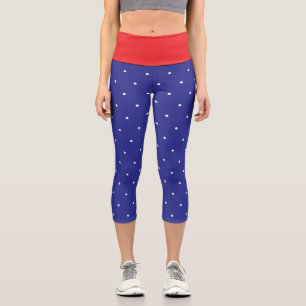 Leggings Capri Rojo Blanco Azul Patriótico Lunares Geométricos 