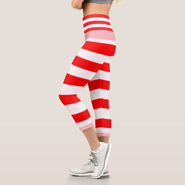Leggings Capri Rojo con estilo de banda rosa (Izquierda)