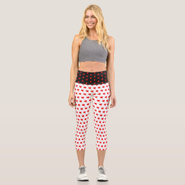 Leggings Capri Rojo Corazón Girly Moda divertida Patrón de globo 