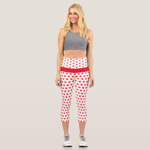 Leggings Capri Rojo Corazón Girly Moda divertida Patrón de globo 