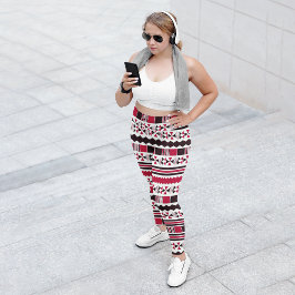 Leggings Capri Rojo Étnico Azteca 