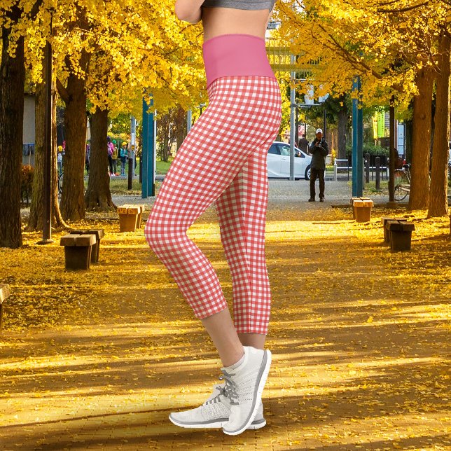 Leggings Capri Rojo Gingham (Gingham Red Capri Leggings)