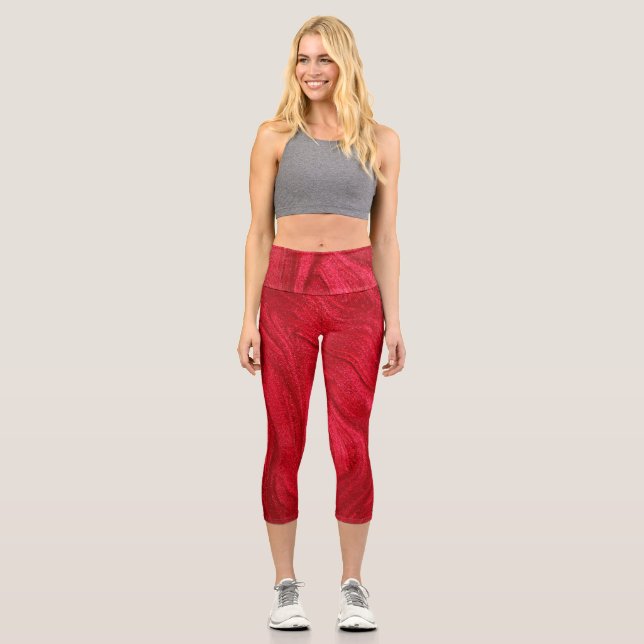 LEGGINGS CAPRI ROJO GLITERO (Anverso)