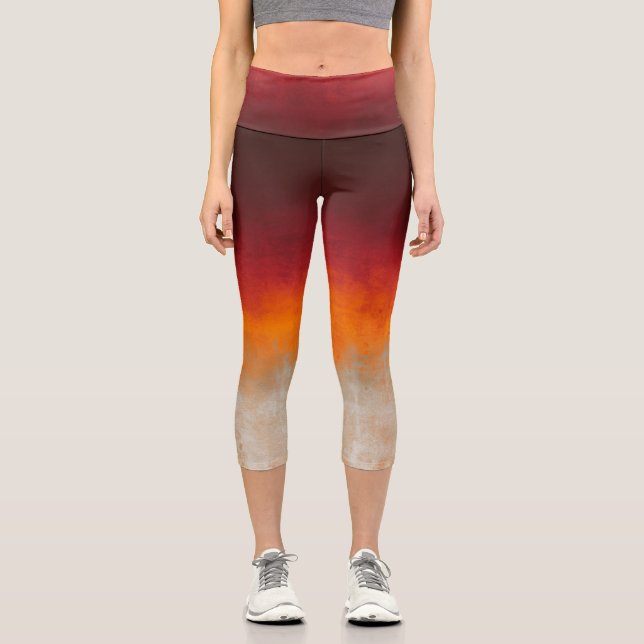 Leggings Capri Rojo Naranja Gris Blanco rústico oscuro (Anverso)