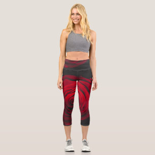 Leggings Capri Rojo rosa sobre el efecto vintage de fondo negro