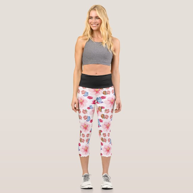Leggings Capri Romantic flowers in English cottage garden (Anverso)