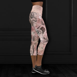 Leggings Capri Romantic Steampunk Ephemera de época antigua