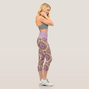 Leggings Capri Ropa Activa de Yoga Mandala Morado Elegante
