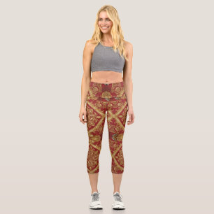 Leggings Capri Ropa Activa Regal: Trompeta Mara Dorada Roja Ornat
