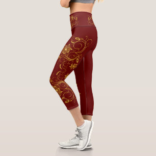 Leggings Capri Ropa deportiva chic deportiva Vid floral de filigr