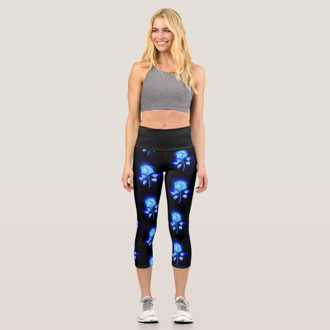 Leggings Capri Rosa azul en llamas (Anverso)