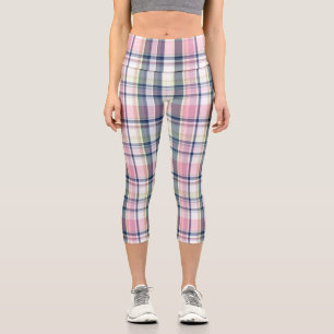 Leggings Capri Rosa Azul Marino Verde Blanco Preppy Madras #3