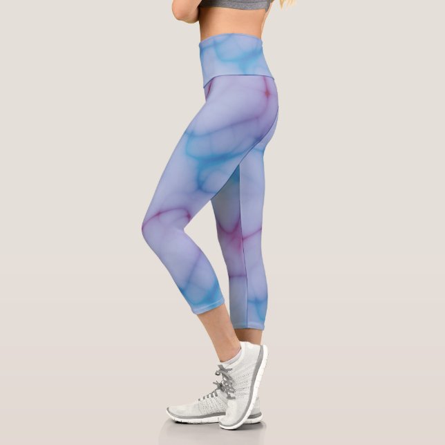 Leggings Capri rosa azul y mármol púrpura Resumen (Izquierda)